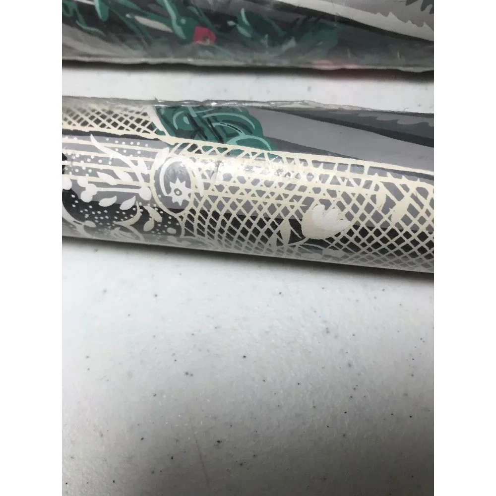 Imperial Wallpaper Prepasted Floral Lace Pink Yellow Gray Lot Of 2 Rolls 5 Yards